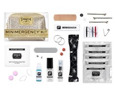 Keep the wedding party going with the Minimergency® Kit for Bridesmaids by Pinch Provisions®. This kit is chock-full of 21 little essentials to save you on your bestie's big day. Bridesmaid Emergency Kit, Mini Emergency Kit, Minimergency Kit, Edgy Classic, Cotton Candy Nails, Champagne Bridesmaid, Dallas Wedding, Emergency Kit, Gold Top