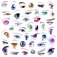 an image of many different colored eyes