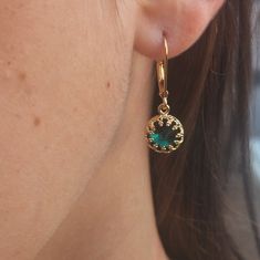 Gold filled dangle earrings with deep emerald green pendants.  Beautiful, clean vintage style emerald jewelry. All my jewelry are packed in an elegant gift box. If you want to give it as a gift you can specify the address and I'll be happy to send it on your behalf. Please check the shop policies: https://www.etsy.com/shop/amitvtamar/policy Green Dainty Dangle Earrings, Dainty Green Dangle Earrings, Classic Green Drop Earrings, Elegant Nickel-free Green Earrings, Elegant Green Nickel-free Earrings, Everyday Green Lever Back Earrings, Emerald Earrings For Everyday And May Birthstone, Emerald Earrings For Everyday May Birthstone, Classic Single Green Earring