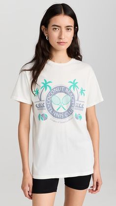 Original Retro Brand Coconut Beach Tennis Club Tee | Shopbop Sporty Graphic Print T-shirt For Beach Season, Sporty Beach T-shirt With Graphic Print, Coconut Beach, Coconuts Beach, Tennis Club, Beach Tennis, Tennis Clubs, Retro Brand, One Clothing