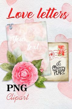 love letters with pink roses and hearts