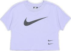 Sporty Purple Workout T-shirt, Purple Sporty Workout T-shirt, Purple Sports T-shirt With Logo Print, Sports Purple T-shirt With Logo Print, Purple Athleisure T-shirt For Sports, Purple Moisture-wicking T-shirt For Sports, Sporty Purple Tops With Graphic Print, Purple Nike Sporty Top, Nike Sporty Purple Top