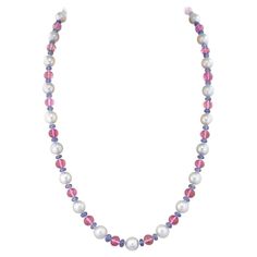 South Sea pearls necklace with 24 pink beads sapphires 173.38 cts, 48 beads sapphires 94.94 cts with 18kt white gold clasp South Sea Pearl Necklace, Pink Pearl Necklace, Pearls Necklace, South Seas, South Sea Pearls, Sea Pearls, Pink Beads, Pink Pearl, Pearl Necklace