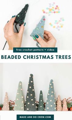 Create a cozy holiday vibe with this free crochet pattern for a mini Christmas tree from Make and Do Crew. This small Christmas tree uses a styrofoam cone and pony beads for added sparkle. It's the perfect holiday decor for your mantle. Visit our blog for the free crochet cone tree pattern and detailed video tutorial. - DIY Christmas Tree - Easy Christmas Craft