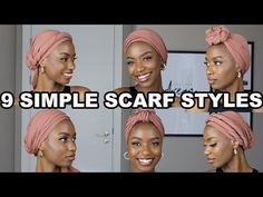 9 SIMPLE QUICK & EASY WAYS TO STYLE 1 HEADWRAP/TURBAN/HEADSCARF - YouTube Modern Turban Style, Simple Head Wraps Hair Scarfs, Ways To Wrap Scarf On Head, Tie Turban Scarf, Ways To Tie Hair Scarf, How To Make A Turban Head Wraps, Ways To Tie A Head Wrap, Hair Tied Hairstyles, How To Tie Head Scarf Styles Short Hair