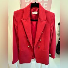 Bought In Italy, Never Worn. Brand New Tag Off. Beautiful Red Color. Size Xs, Fits Xs - S Trendy Fitted Red Blazer, Red Fitted Trendy Blazer, Fitted Red Trendy Blazer, Red Blazer, Colored Blazer, Red Color, Mango, In Italy, Jackets For Women