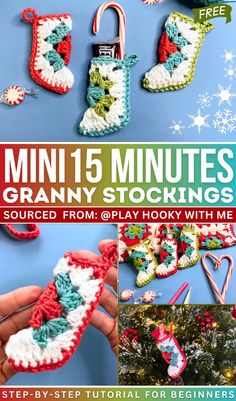 crochet christmas stocking pattern for mini - 15 minutes granny's stockings