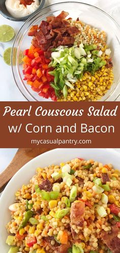 pearl couscous salad with corn and bacon