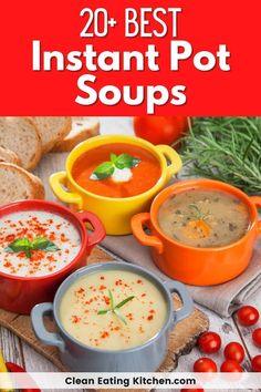 the cover of 20 best instant pot soups, with text overlaying it