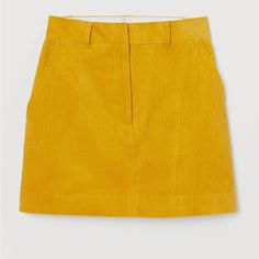 H&M Yellow Beautiful Corduroy Mini Skirt . Size 4 . New. Cheap Cotton Mini Skirt By H&m, Short Pollera, Floral Playsuit, Corduroy Mini Skirt, Salty Dog, Dress H&m, Hm Skirt, Cute Lazy Outfits, Casual Day Dresses