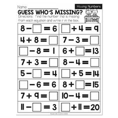 the missing numbers worksheet for students to practice their addition skills and subtraction