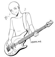 a drawing of a person with a guitar