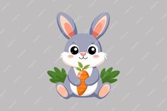 a cartoon bunny holding a carrot