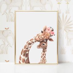 Giraffe Nursery Decor, Giraffe with Flower Crown, Giraffe Nursery Print, Nursery Wall Art, Girl Room Decor, Nursery Decor Girl Giraffe Nursery Artwork, Giraffe Nursery Girl, Baby Girl Animal Nursery, Pink Giraffe Nursery, Pink Safari Nursery, Girl Safari Nursery, Giraffe With Flowers, Boho Safari Nursery