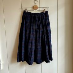 Beautiful, Ethically Made Check Skirt By Auntie Oti Excellent Condition, First Owner No Sign Of Wear/Rips/Tears/Stains From A Pet-Free, Smoke-Free Home Waist: 13” (Elastic) Length: 26” ** This Is A Size 1 In Auntie Oti, Which Imo Is The Same As A Us Size 4. Blue Long Skirt For Daywear, Purple Relaxed Fit Skirt, Purple Gathered Skirt Bottoms, Purple Relaxed Flared Skirt, Check Skirt, Tear Stains, No Sign, Blue Purple, Blue And Purple