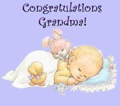 congratulations card for grandma with baby and teddy bear