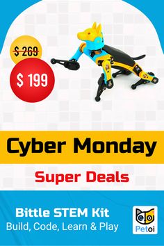 The biggest sale of the year ends on Cyber Monday. Gift an open source robot dog Bittle now. #Petoi #Bittle #OpenCat #STEM #BostonDynamics #robot #OpenSource #RobotDog #robotics #RobotKit #quadruped #gadget #cybermonday #cybermonday2022 Arduino Sensors