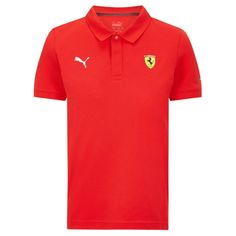 Scuderia Ferrari Puma Kids Classic Polo Shirt | Red | 2022 Cat Logos, Prancing Horse, Puma Kids, Formal Men Outfit, Polo Shirt Design, Italian Flag, Puma Cat, Cars Luxury, Scuderia Ferrari