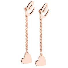 Showcase your love with these stylish heart earrings! A heart charm dangles from a 1" cable chain and connects to a button earring personalized with an initial of your choice. Chain with heart charm is removable providing a two-looks-in-one option for these versatile earrings. Treat yourself or surprise someone special with a thoughtful birthday or Valentine's Day gift. Available in three lovely metal colors; glamorous Gold, stunning Silver or ravishing Rose Gold. Personalization cannot contain Script Initial, Initial Earrings, Button Earrings, Heart Earrings, Cable Chain, Heart Charm, A Heart, Womens Watches, Valentine Day Gifts