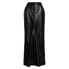 ▪ Alexander McQueen black leather 'Joan' skirt ▪ Twenty-four buttons to the center-front opening ▪ Two side pockets ▪ High-waisted ▪ Signature 'Joan' blood red lining ▪ IT 42 - FR 38 - UK 10 - US 6 ▪ Fall-Winter 1998 Black Leather Bottoms With Button Closure, Formal Black Skirt With Button Closure, Fall Leather Skirt With Button Closure, Black Skirt With Snap Buttons For Fall, Fall Black Skirt With Snap Buttons, Classic Black Skirt With Buttons, Black Buttoned Skirt For Formal Occasions, Black Skirt With Buttons For Formal Occasions, Alexander Mcqueen Skirt