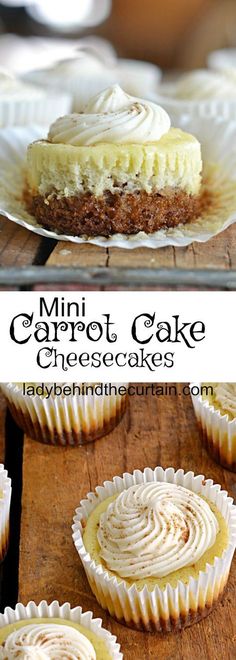 mini carrot cake cheesecakes with frosting on top