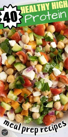 healthy high protein meal in a bowl with the title overlay