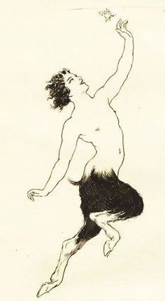 a drawing of a man reaching up to catch a frisbee