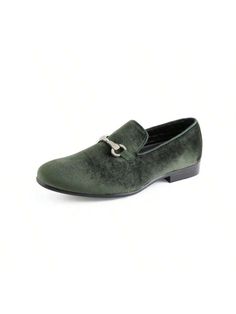 Harrison Green Buckled Microfiber Loafers For Men Green     Plain Monk Shoes,Oxfords & Derby Shoes,Dress Loafers   Men Shoes, size features are:Bust: ,Length: ,Sleeve Length: Green Loafers For Formal Fall Occasions, Green Formal Loafers For Fall, Dress Loafers Men, Mens Dress Loafers, Monk Shoes, Green Plain, Loafers For Men, Dress Loafers, Casual Loafers