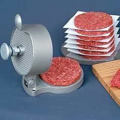 the hamburger maker is ready to be cut into patties