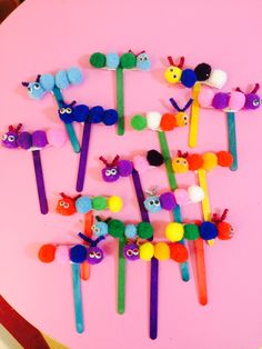 the colorful pops sticks are made to look like animals