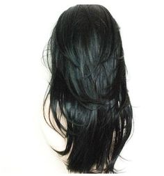 the back of a woman's head with long black hair on top of it