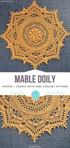 an image of a crochet doily with the words marble doily on it