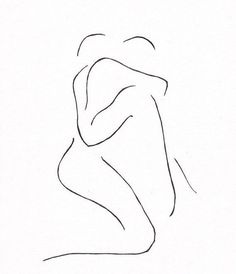 a black and white drawing of a woman's back