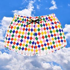 Rainbow clowncore harlequin casual shorts for gen z ✿ ✿ ✿ These polyester shorts are comfy, casual, and just clown enough. Sizes range from S to 2XL. Check out the size guide to ensure a good fit! To avoid overproduction, these are made to order which may take a little longer to get to you but helps the environment! ✿ ✿ ✿ Thanks for checking out the shop! Love, Connor Clowncore Clothes, Gen Z, Drawstring Shorts, Comfy Casual, Short Outfits, Circus, Cool Things To Buy, Size Guide, Casual Shorts