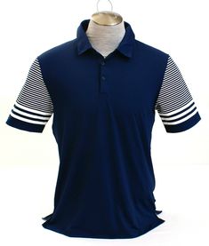 Men's Adidas Golf Blue & White Short Sleeve Polo Shirt  Gender:       Men Brand:         Adidas Name:         Ultimate Gradient Sleeve Polo Shirt Style:          Short Sleeve Polo Shirt Style #:       FR8282 Color:          Blue/White (3) Button Polo Neck Line White Stripes on Sleeves 88% Polyester,  12% Spandex ***Measurements Available Upon Request International Buyers Please Note: Combined Shipping with Multiple Purchases Based on the Weight of Package Merchandise cannot be shipped as gift Cu Polo Shirt Style, Adidas Golf, Polo Neck, White Short, Short Sleeve Polo, Mens Polo Shirts, Adidas Men, White Stripe, White Shorts