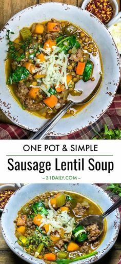 one pot and simple sausage lentil soup