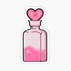 a pink bottle with a heart on top