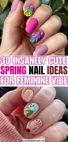 bold trendy spring nails with acrylic designs, perfect for those seeking stylish nail ideas for spring 2025. Pink Floral Nails