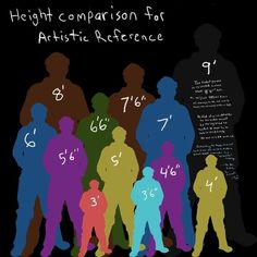 the height comparison for an adult and child's body size is shown in this graphic