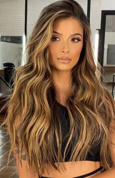 Warm Caramel Balayage, 20 Inch Hair, Sunkissed Highlights, 20 Inch Hair Extensions, Hair Shade, Brunette Hair With Highlights, Long Hair Color, Brown Hair With Highlights, Clip In Hair