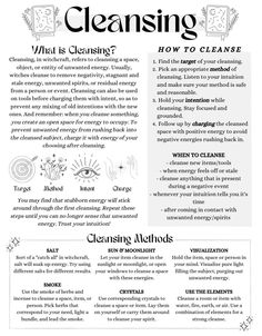 Wiccan Cleansing Ritual, Cleansing Items Witchcraft, Witches Powers List, Basic Witchcraft Knowledge, Cleansing Rituals Witchcraft, Pagan Basics, Simple Spells For Beginner Witches, Grimoire Protection Spell, Witchcraft Research