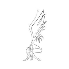 a line drawing of a bird with its wings spread out and it's tail extended