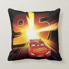 the character from cars is featured on this pillow