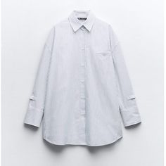 Oversized Shirt With Lapel Collar, Long Sleeves, And Tabbed Cuffs. Buttoned Welt Pocket At Chest. Side Tonal Piping. Front Button Closure. Nwt Oversized Poplin Shirt, Church Anniversary, Comfortable Jeans, Poplin Shirt, Oversized Shirt, Lapel Collar, Zara Tops, Business Fashion, Button Up Shirt