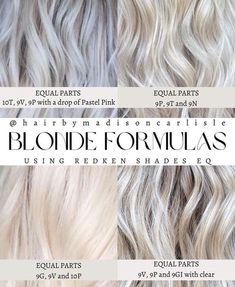 Platinum Aesthetic, Summer Blondes, Blonde Formulas, Hair Formulas