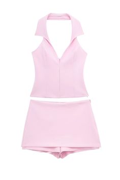 Goodnight Macaroon 'Laura' Halter Top & Shorts Set (Sold Separately) Top: Collared/Halter Zipper Closure Measurements: XS - Bust 54cm, Top Length 68cm, Waist 68cm, Bottom Length 32cm S - Bust 55cm, Top Length 72cm, Waist 72cm, Bottom Length 33cm M - Bust 56cm, Top Length 76cm, Waist 76cm, Bottom Length 34cm L - Bust 57cm, Top Length 80cm, Waist 80cm, Bottom Length 35cm Machine cold and gentle cycle or hand wash cold Lay flat to dry Do not tumble dry Do not iron If you are unsure or need assistan Shorts Rosa, Halter Shirt, Backless Shirt, Short Pollera, Straight Clothes, Casual Chique, High Street Fashion, Pink Suit, Halter Tank