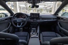 the interior of an audi car is shown