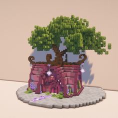 an image of a tree that is in the shape of a house on top of a rock