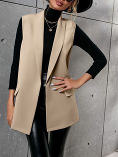 Shawl Neck Vest, Suit Vest Women, Sleeveless Blazer Vest, Sleeveless Suit, Vest Blazer, Tops Casual, Suit Vest, Looks Chic