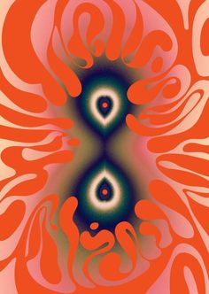 an orange and green abstract design with swirls